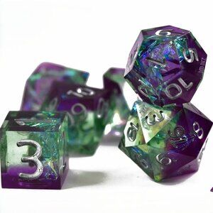 DND Dice Set - Wild Magic -‎ 7 Handmade Resin Dice - Fantasy RPG Tabletop Gaming